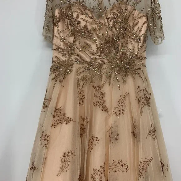Mac Duggal Dress 79317 Champagne Embellished Illusion Gown NWT - Picture 8 of 16